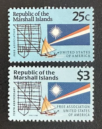 Marshallinseln 1990 Mi. 319 745 Gemeinschaftsausgabe freie Assoziation USA