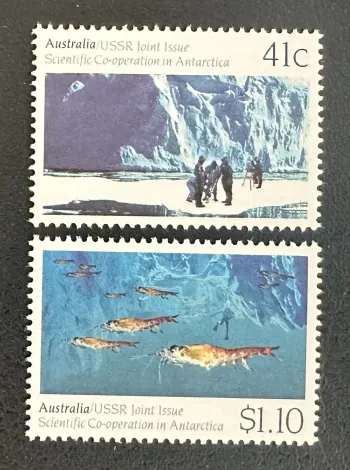Australie 1990 Mi. 1215-1216 émission commune URSS Antarctique krill
