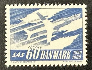 Dänemark 1960 Mi. 388 Gemeinschaftsausgabe SAS Luftfahrt Skandinavien