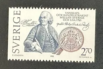 Suède 1983 Mi. 1232 émission commune Franklin traité commerce