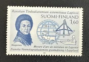 Finlande 1986 Mi. 1002 émission commune Maupertuis méridien Laponie