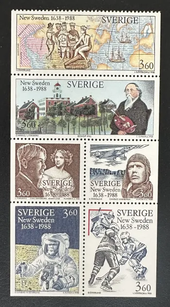 Suède 1988 Mi. 1473-1478 émission commune New Sweden Lindbergh hockey