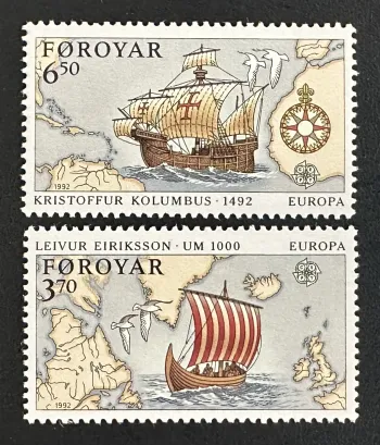 Féroé 1992 Mi. 231-232 émission commune Europa Colomb Eriksson