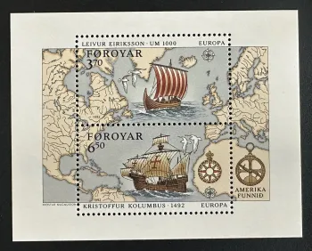 Faroe Islands 1992 Mi. Bl. 5 Europa Joint Issue Columbus Eriksson Ship