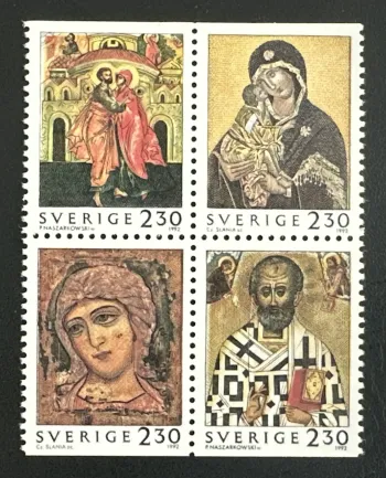 Sweden 1992 Mi. 1748-1751 joint issue Byzantine icons Virgin