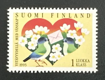 Finlande 1993 Mi. 1198 émission commune amitié oiseaux cœur fleurs