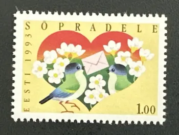 Estonie 1993 Mi. 199 émission commune amitié oiseaux cœur fleurs lettre