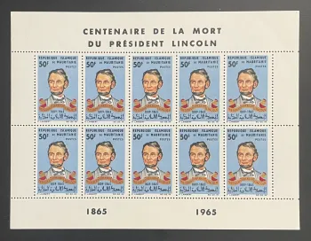 Mauritania 1965 YT 192 sheet centenary death Abraham Lincoln