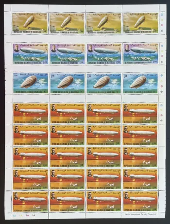 Mauritanie 1976 YT 350-353 planche Zeppelin dirigeable aviation
