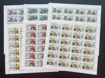 Mauritanie 1980 YT 439-444 planche surchargé hockey glace Lake Placid JO