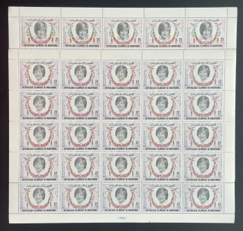 Mauritanie 1982 YT 507-508 planche Princesse Diana Galles royauté