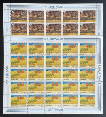 Mauritanie 1985 YT 559-560 planche lutte désertification dunes sable feux faune
