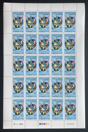 Mauritanie 1988 YT 607 planche 40e anniversaire OMS santé médecine