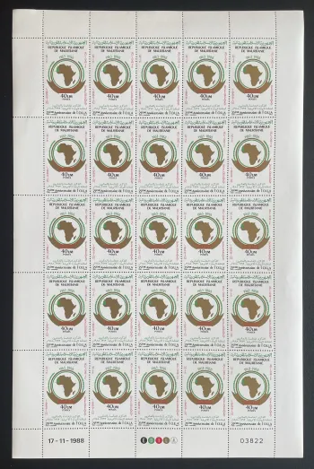 Mauritania 1988 YT 611 sheet 25th anniversary OAU map Africa