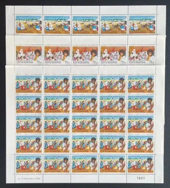 Mauritanie 1990 YT 647-649 planche réinsertion rapatriés Sénégal