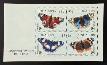 Singapour 1999 Mi. Bl. 68 émission commune Suède papillons bloc