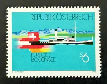 Autriche 1993 Mi. 2096 émission commune Euregio Bodensee bateau vapeur