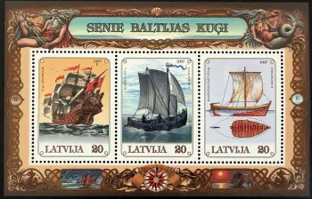 Lettonie 1997 Mi. Bl. 11 émission commune navires anciens Baltique