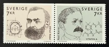Suède 1997 Mi. 2025-2026 émission commune Nobel Paul Karrer chimie
