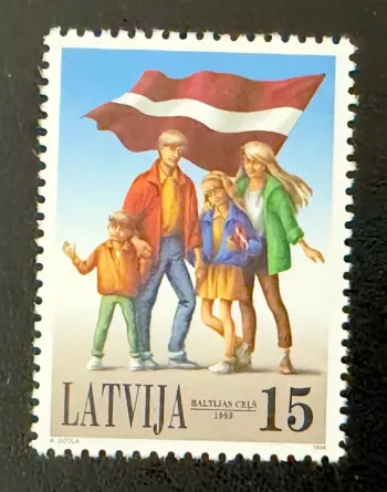 Lettland 1999 Mi. 506 Gemeinschaftsausgabe Baltischer Weg Flagge Familie