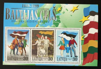 Lettonie 1999 Mi. Bl. 13 émission commune Voie balte drapeaux liberté