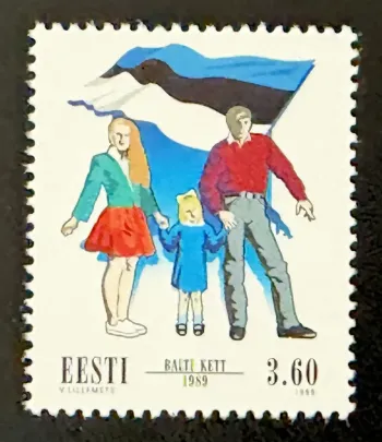 Estonie 1999 Mi. 349 émission commune Chaîne Baltique famille drapeau