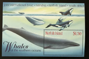 Île Norfolk 1998 Mi. Bl. 27 émission commune baleines orques océan