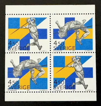 Suède 1994 Mi. 1843-1844 émission commune Finlande athlétisme bloc