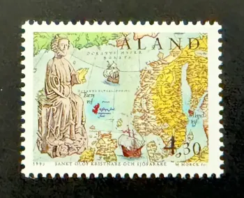Åland 1995 Mi. 105 émission commune Saint Olav carte Scandinavie