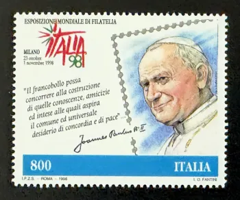 Italie 1998 Mi. 2592 émission commune Pape Jean-Paul II Milano Italia 98