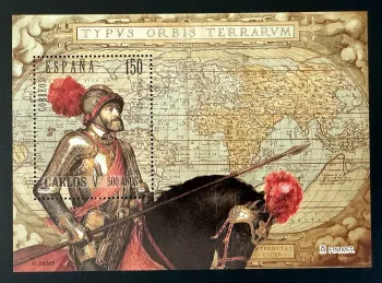 Espagne 2000 Mi. Bl. 76 émission commune Carlos V 500 ans carte