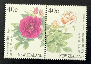 Nouvelle-Zélande 1997 Mi. 1638-1639 émission commune Chine roses fleurs