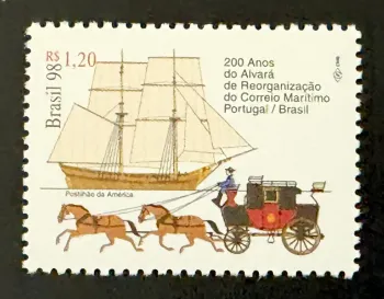 Brésil 1998 Mi. 2904 émission commune courrier maritime voilier diligence