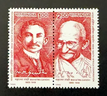 Inde 1995 Mi. 1475-1476 émission commune Gandhi Afrique du Sud