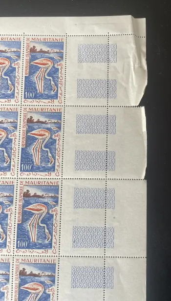 Mauritanie 1961 YT PA 18-20 planche oiseaux flamant rose spatule goéland