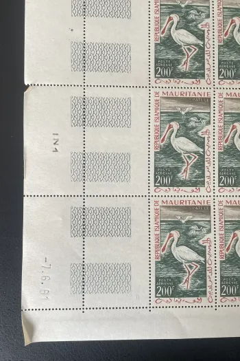 Mauritanie 1961 YT PA 18-20 planche oiseaux flamant rose spatule goéland