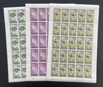 Mauritanie 1967 YT PA 64-66 planche oiseaux grue aigrette autruche