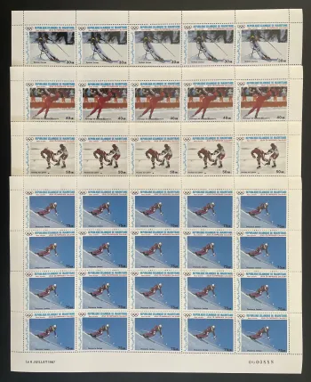Mauritanie 1987 YT PA 251-254 planche Jeux Olympiques hiver Calgary ski hockey