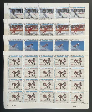 Mauritanie 1988 YT PA 255-258 planche surcharge Jeux Olympiques Calgary ski