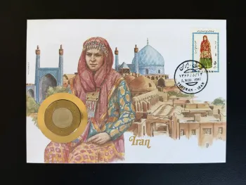 Iran numismatic cover Philswiss 1987 Tehran costume