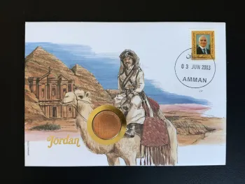 Jordanien Numismatischer Umschlag Philswiss 2003 Amman Petra
