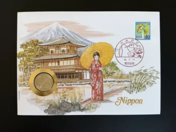 Japon enveloppe numismatique Philswiss 1984 timbre 40 yen Tokyo