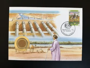 Turkmenistan Numisbrief 1992 Philswiss 93 FDC 50 Tenge Münze cavalier