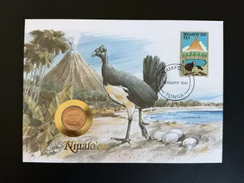 Tonga Niuafoou enveloppe numismatique FDC pièce Megapode volcan
