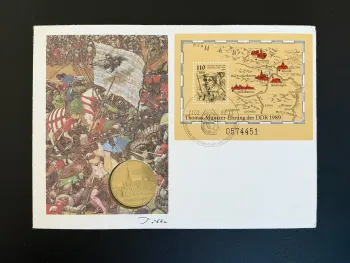 DDR 1989 Numismatic Cover Thomas Müntzer Tribute Block Cancelled Medal