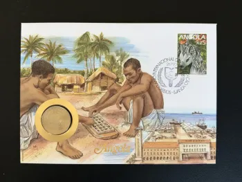 Angola enveloppe numismatique Philswiss 1990 timbre Kz5 Luanda