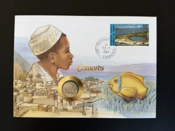 Komoren Numisbrief 1984 Briefmarke 60F Dziani-See Moroni