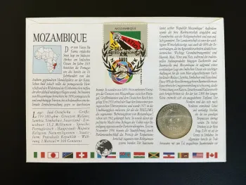 Mozambique enveloppe numismatique 1991 timbre Percheron pièce 20