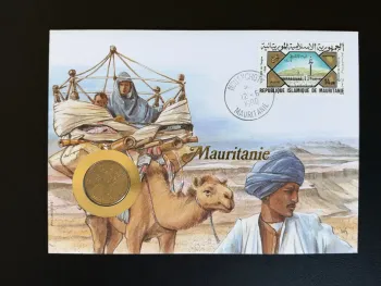 Mauretanien numismatischer FDC-Umschlag Münze Briefmarke 1990 Nouakchott