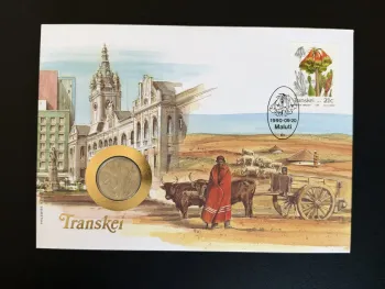 Transkei 1990 enveloppe numismatique Philswiss timbre flore 21c